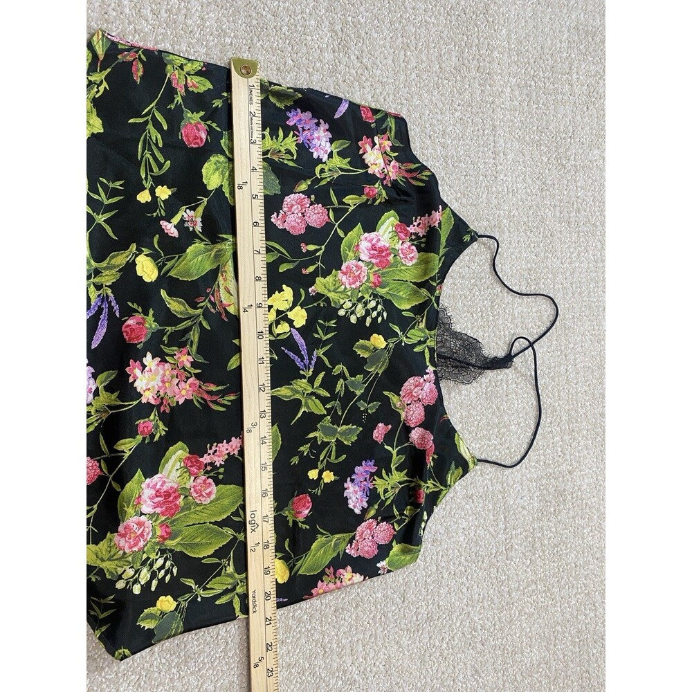 Victorias Secret Satin Camisole Top NWT Black Floral Lace Back Halter Size L - Picture 8 of 11